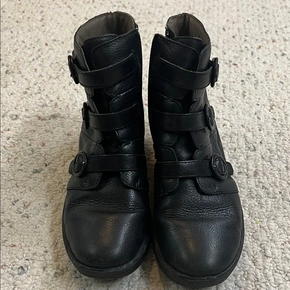 Bionica Black Leather Ankle Boots with Buckle Straps - Picture 2 of 4